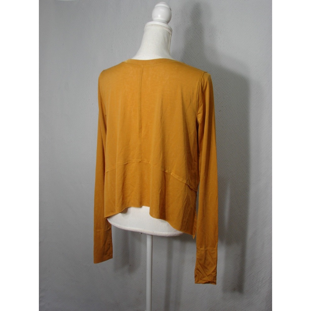 Free People Movement Breezy Tempo Gold Cropped Long Sleeve Shirt Top Small - Picture 4 of 8
